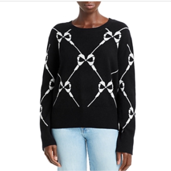 Aqua Sweaters - AQUA Bloomingdale’s Bow Cashmere Ribbed Knit Sweater Size Small #1315